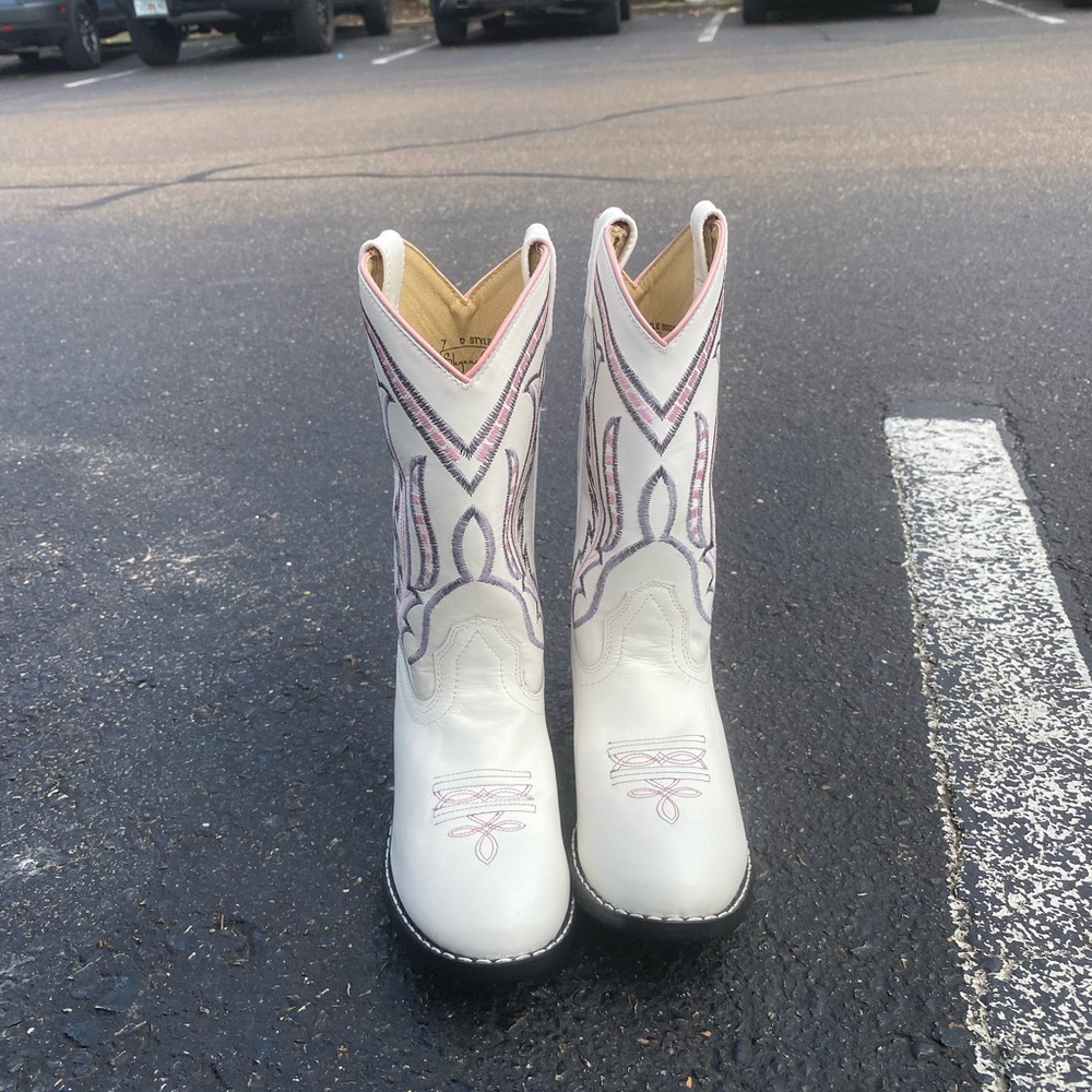 White and Purple cowboy boots